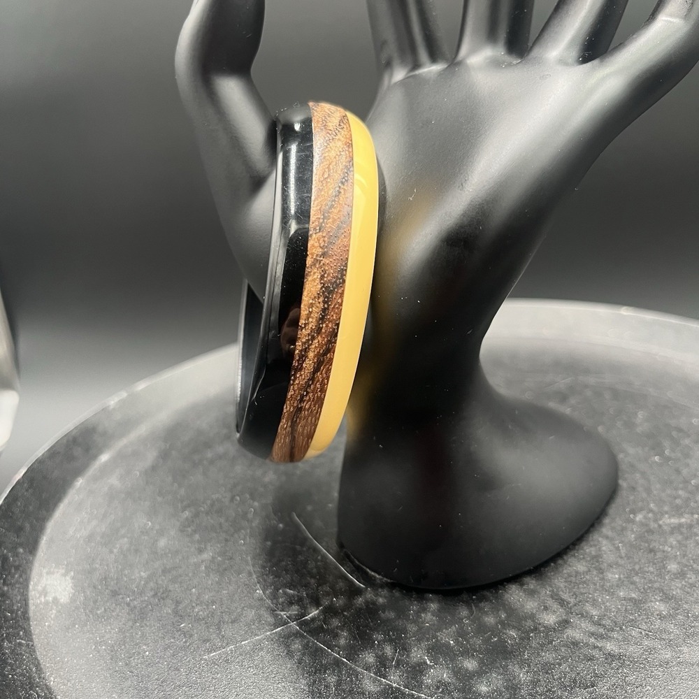 MCM VTG Wood/Yellow BAKELITE Bangle Bracelet